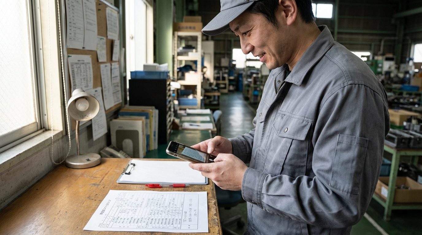 紙帳票をスマートフォンで撮影して設定するイメージ