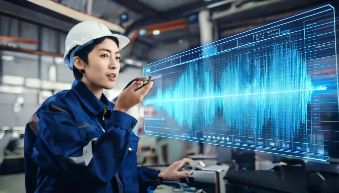 音声認識AIを活用する現場作業員